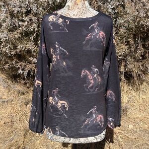 Western Rodeo Long Sleeve Top. Size S